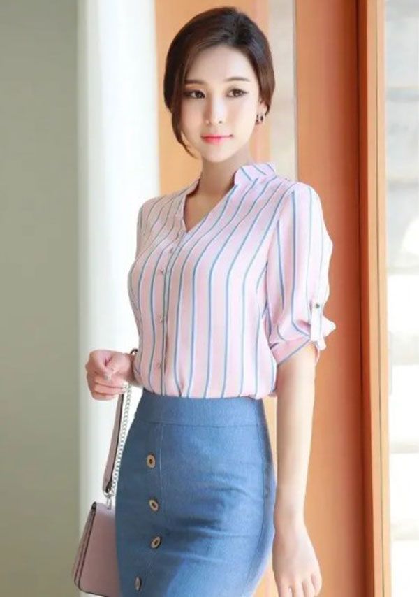 Kiểu áo sơ mi trắng nữ công sở Hàn Quốc tay dài đẹp đến nao lòng  Thời  trang  Việt Giải Trí