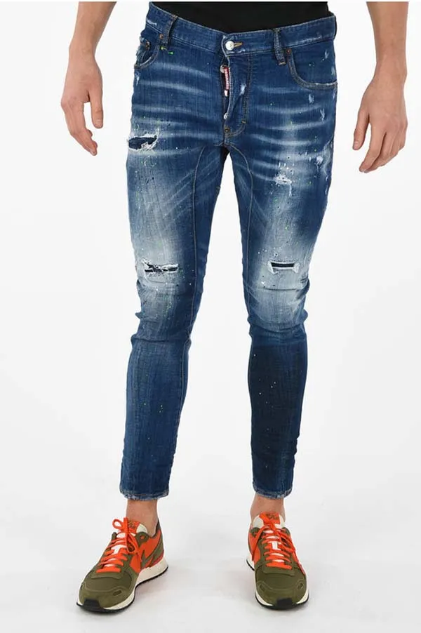 Quần Bò Dsquared2 Vintage Effect Tidy Biker Jeans Xanh Navy - Thời trang - Vua Hàng Hiệu