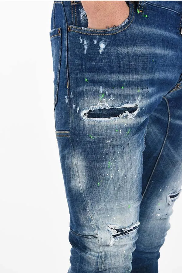 Quần Bò Dsquared2 Vintage Effect Tidy Biker Jeans Xanh Navy - Thời trang - Vua Hàng Hiệu
