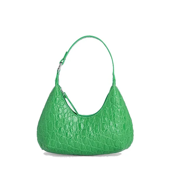 Túi Xách By Far Baby Amber Emerald Circular Croco Embossed Leather Bag Màu Xanh Green