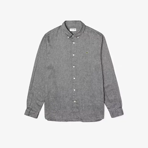 Áo Sơ Mi Dài Tay Lacoste Men's Slim Fit Chevron Linen And Cotton Shirt CH5961 51 G45 Màu Xám Size M