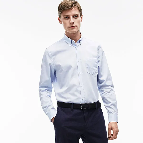 Áo Sơ Mi Dài Tay Lacoste Men's Long Sleeve Wovens CH9615-00 Shirt Màu Xanh Blue - Thời trang - Vua Hàng Hiệu