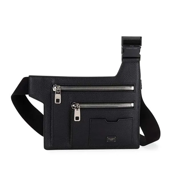 Túi Nam Dolce & Gabbana D&G Men's Flat 2-Pocket Leather Belt Bag Màu Đen - 1