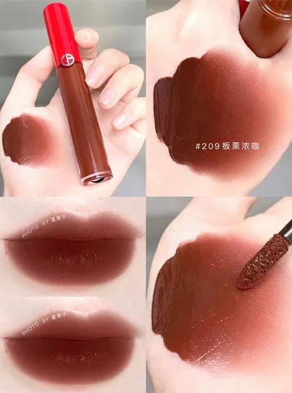 Son Kem Giorgio Armani Lip Maestro Liquid Matte Lipstick 209 Pazzalo Màu Nâu Chocolate