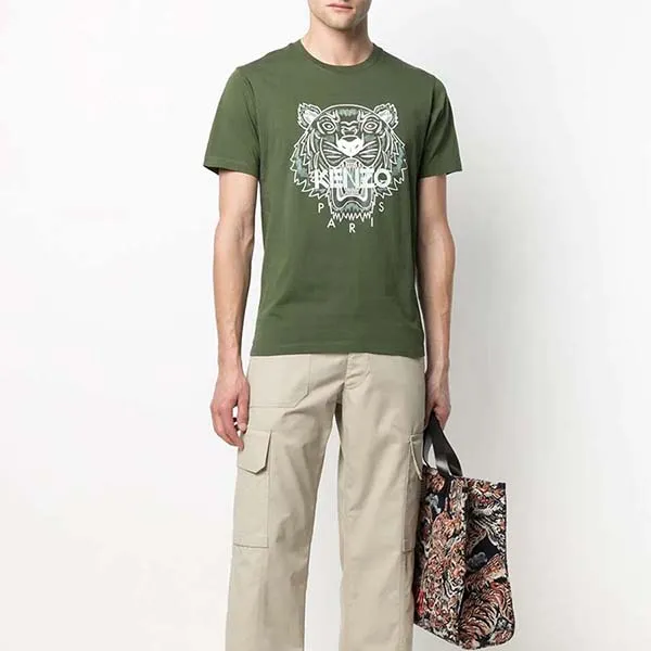 Áo Phông Kenzo Iconic Tiger Print T-Shirt Màu Xanh Rêu