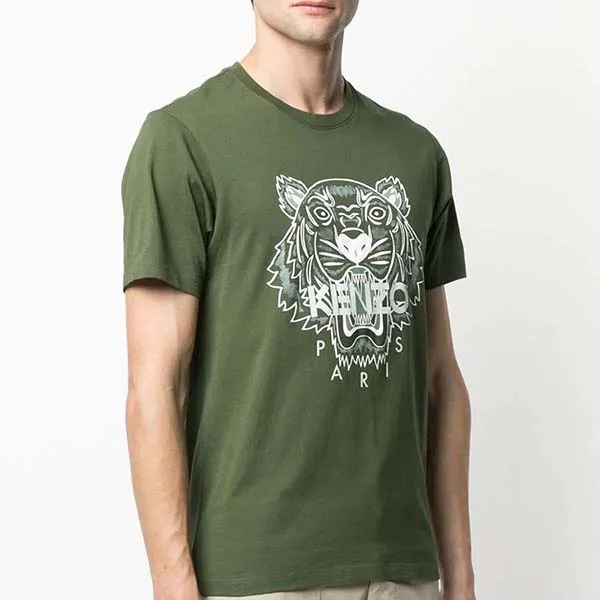 Áo Phông Kenzo Iconic Tiger Print T-Shirt Màu Xanh Rêu