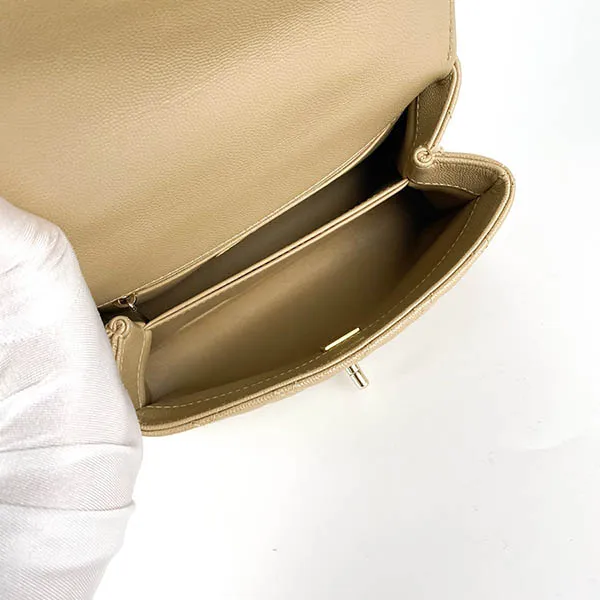 Túi Xách Chanel 21A Quilted Caviar Coco Handle Small Dark Beige Màu Be Đậm