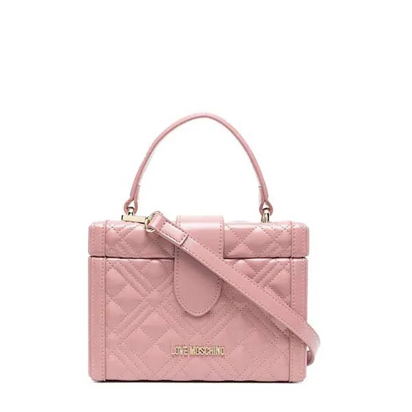 Túi Cầm Tay Love Moschino Quilted Mini Tote Bag Màu Hồng Trám