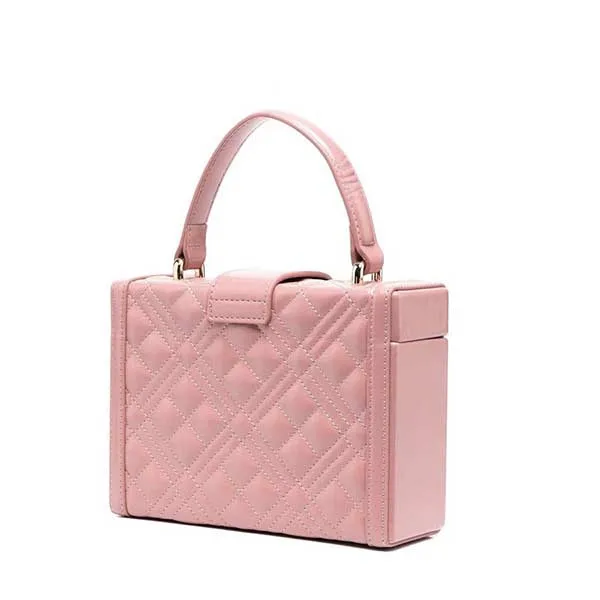 Túi Cầm Tay Love Moschino Quilted Mini Tote Bag Màu Hồng Trám