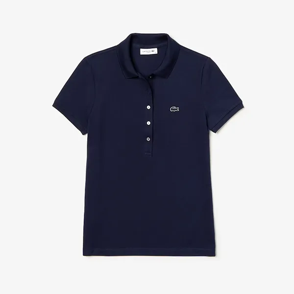 Áo Phông Women's Lacoste Slim Fit Stretch Mini Cotton Piqué Polo Shirt Màu Xanh Navy Size S