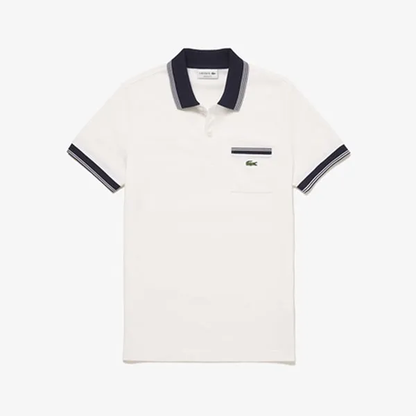 Áo Phông Lacoste PH4801L Men's Striped Rib Polo Shirt Màu Trắng Size S - Thời trang - Vua Hàng Hiệu