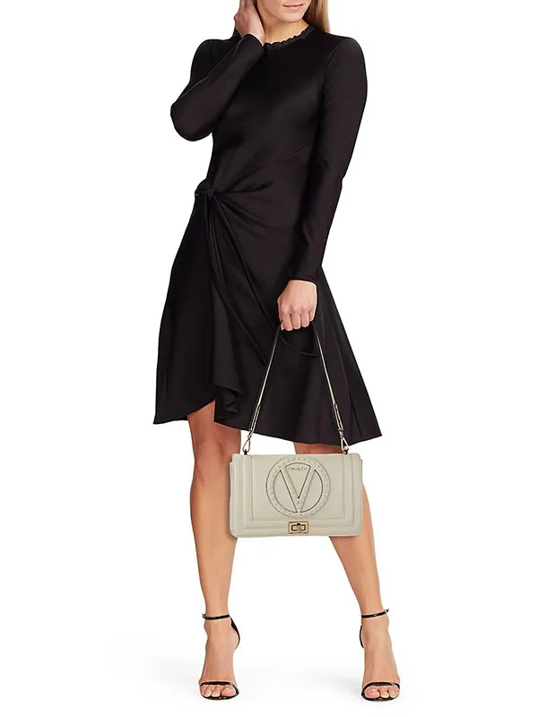 Túi Xách Valentino By Mario Valentino Alice Rock Leather Shoulder Bag Màu Trắng Sữa - Túi xách - Vua Hàng Hiệu