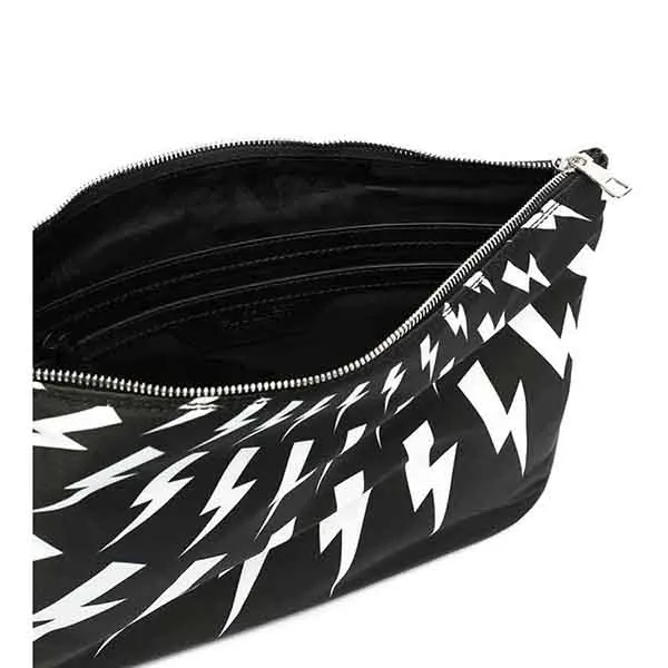 Túi Cầm Tay Neil Barrett Thunderbolt-print Clutch Bag Màu Đen
