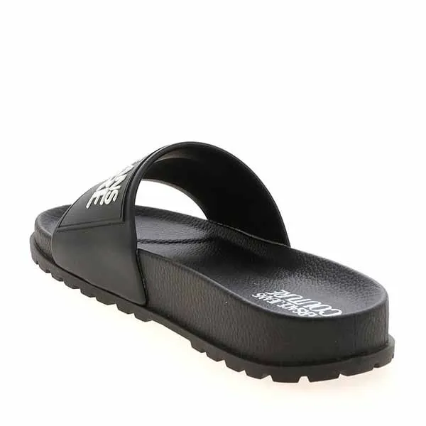 Dép Nam Versace Jeans Couture Logo Slippers In Black Màu Đen Size 40