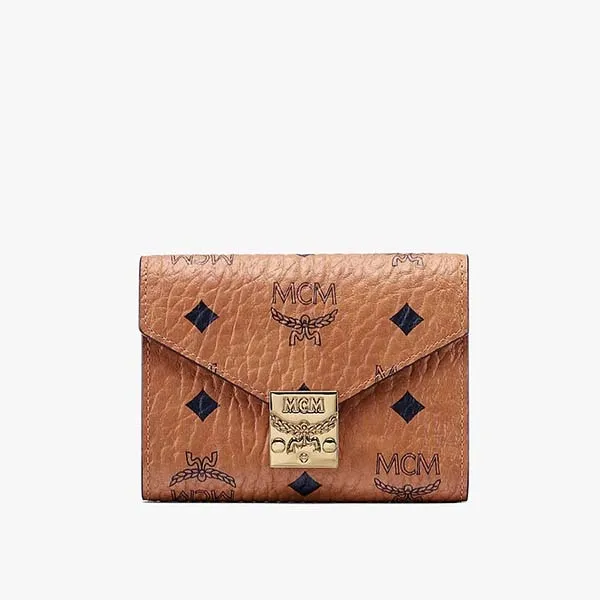Ví MCM Patricia Three-Fold Wallet In Visetos Màu Nâu