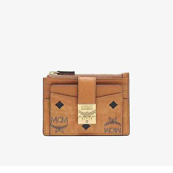 Ví Card MCM Patricia Zip Card Case In Visetos Màu Nâu