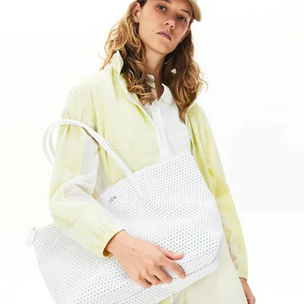 Túi Tote Lacoste White Women's L.12.12 Concept Fantaisie Shopping Bag Màu Trắng