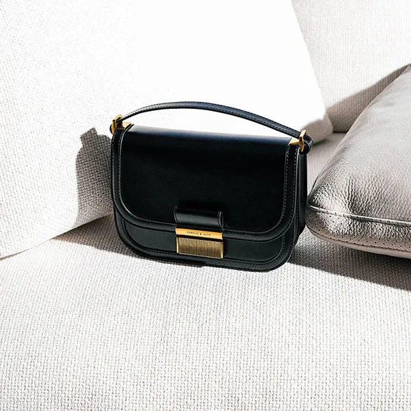 Túi Xách Nữ Charles & Keith CNK Charlot Crossbody Bag Black 80781599-1 Màu Đen