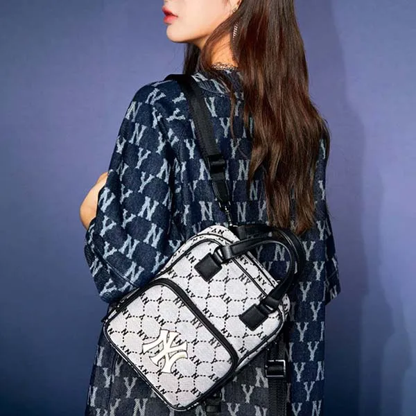 Túi MLB Monogram Diamond Jacquard Mini Backpack New York Yankees 3ABKS031N-50GRS - Túi xách - Vua Hàng Hiệu