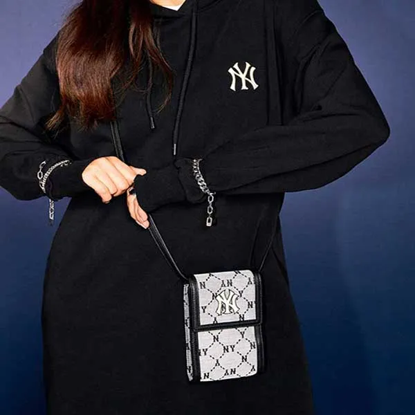 Túi Đeo Chéo MLB Mini Monogram Diamond Jacquard Cell Phone Cross Bag New York Yankees 3ACRH011N-50GRS - Túi xách - Vua Hàng Hiệu