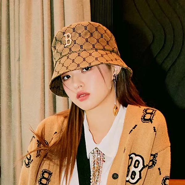 Mũ MLB Monogram Diamond Jacquard Bucket Hat Boston Red Sox 3AHTM111N-43BGD