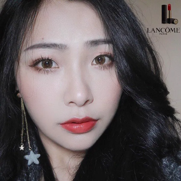 Son Lancôme L'absolu Rouge 105 À La Folie (Sheer) Màu Cam Đỏ