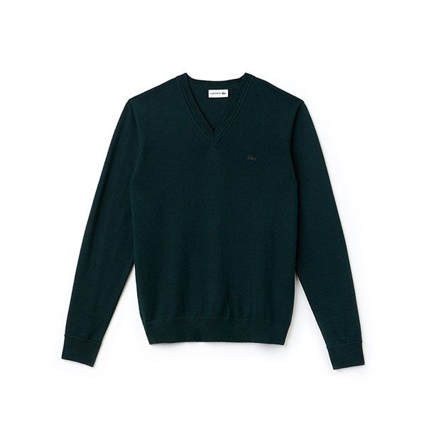 Áo Len Lacoste Men's V-Neck Wool Jersey Sweater Màu Xanh Green Size S - 3