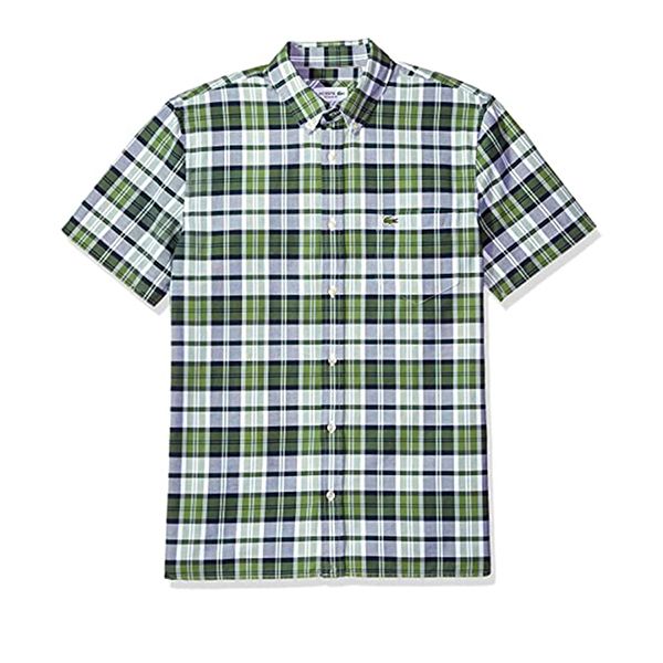 Áo Sơ Mi Cộc Tay Lacoste Men's Regular Fit Check Oxford Shirt CH7261-51 Phối Màu Size M - 2