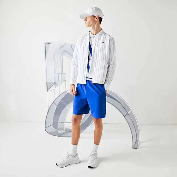 Áo Bomber Men's Lacoste Sport Novak Djokovic Striped Bomber Jacket Màu Trắng Size 48