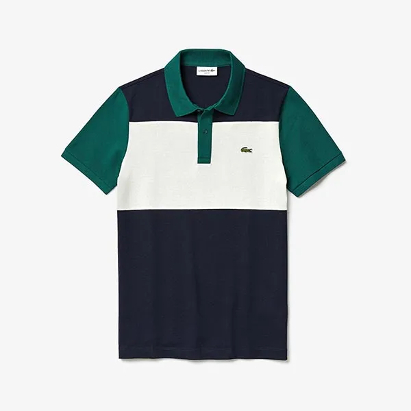 Áo Polo Lacoste Men's Stretch Colourblock Polo Màu Xanh Trắng
