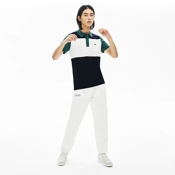 Áo Polo Lacoste Men's Stretch Colourblock Polo Màu Xanh Trắng