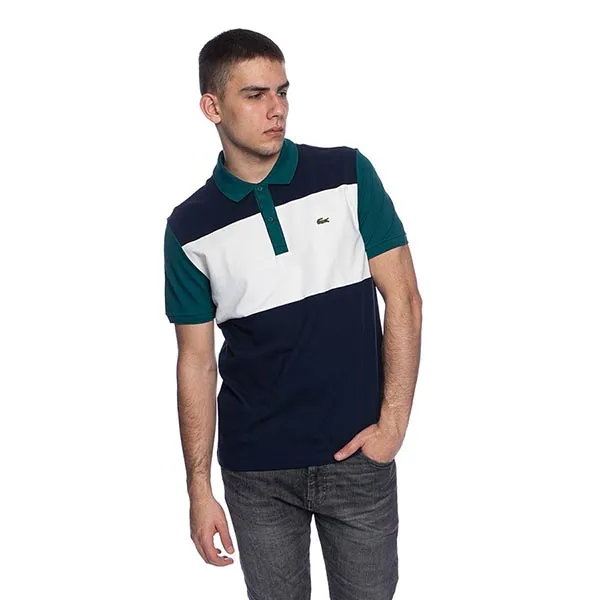 Áo Polo Lacoste Men's Stretch Colourblock Polo Màu Xanh Trắng