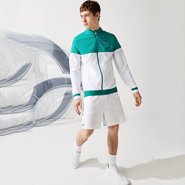 Áo Khoác Men’s Lacoste Sport X Novak Djokovic Colourblock Zip Jacket Màu Trắng Xanh Size 48 - 1
