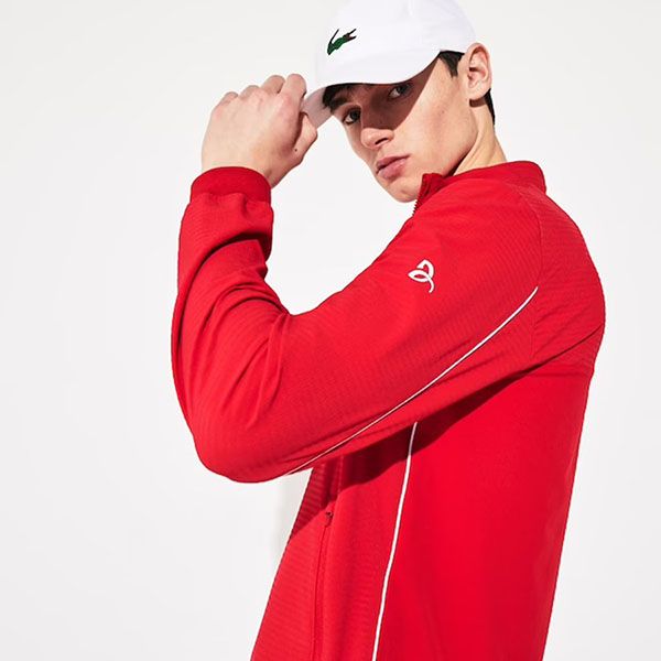 Áo Khoác Lacoste Men's Sport X Novak Djokovic Textured Zip Jacket Màu Đỏ Size 46 - 1