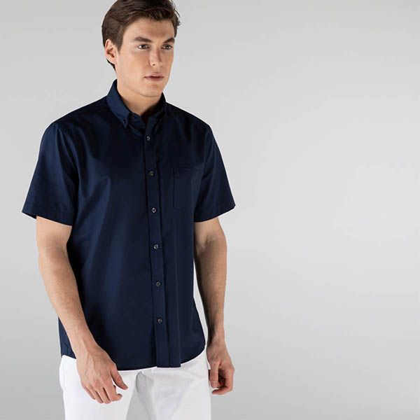 Áo Sơ Mi Cộc Tay Lacoste Men's Regular Fit Mini Piqué Shirt CH9612-423 - 2