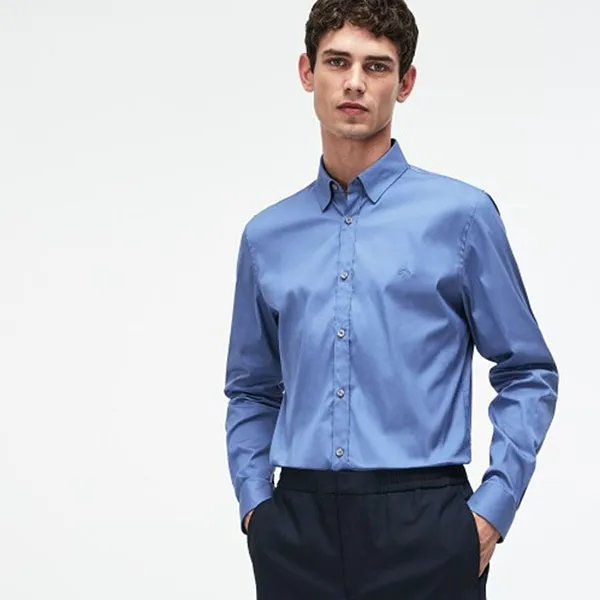 Áo Sơ Mi Lacoste Men's Slim Fit Stretch Cotton Poplin Shirt CH9628-51 Màu Xanh - Thời trang - Vua Hàng Hiệu