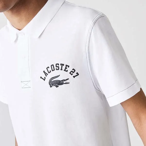 Áo Polo Lacoste Men's Regular Fit Lettered Ultra-Light YH0028-001 Knit Polo Shirt Màu Trắng Size M - 3