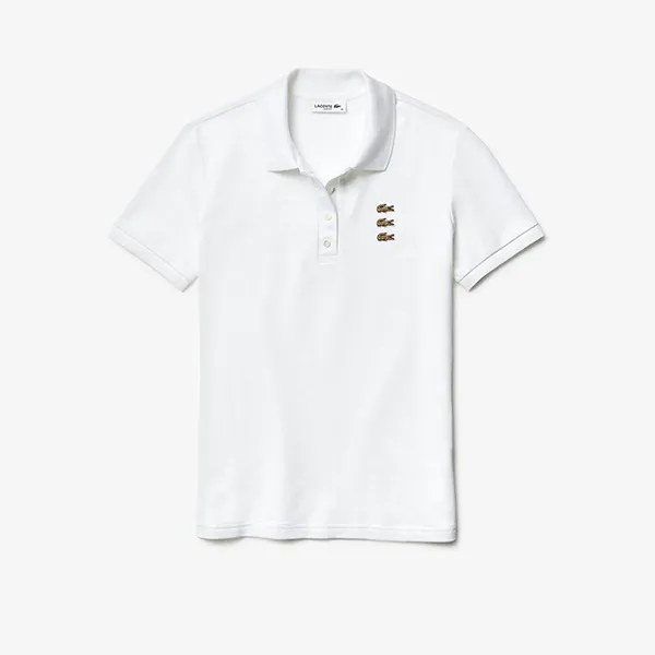 Áo Polo Nữ Lacoste Fancy Croc Slim Fit Polo Màu Trắng