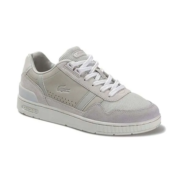 Giày Thể Thao Lacoste T-Clip Leather Suede Trainers Màu Trắng Size 40.5