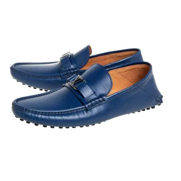 Louis Vuitton Blue Epi Leather Hockenheim Slip On Loafers Size 42