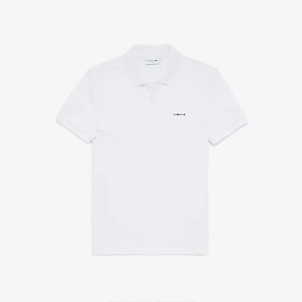 Áo Polo Lacoste Men's Slim Fit Multicolor Badge Polo Màu Trắng Size M