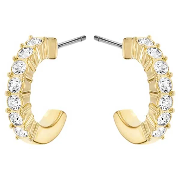 Khuyên Tai Swarovski Mini Hoop Pierced Earringswhite, Gold-Tone Plated