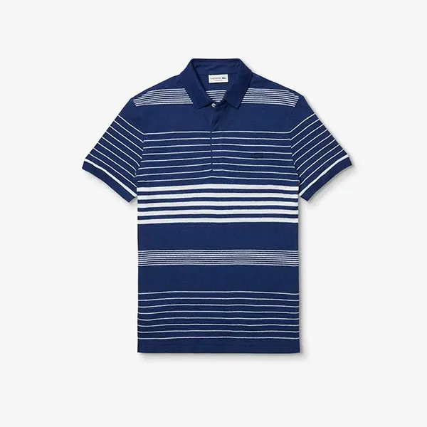 Áo Polo Men's Lacoste Striped Linen And Cotton Regular Fit Polo Shirt Màu Xanh Navy Size M - Thời trang - Vua Hàng Hiệu