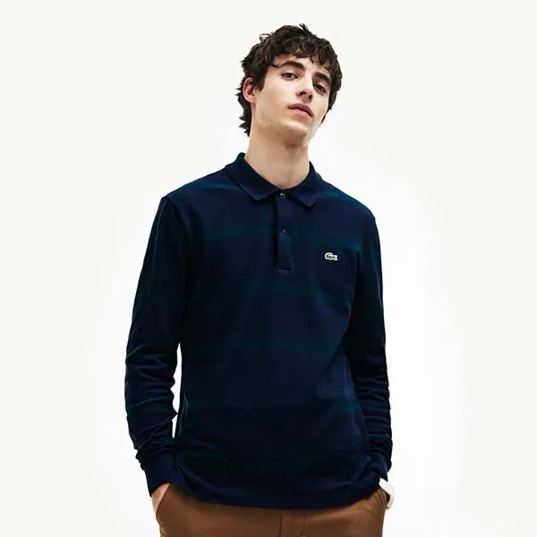 Áo Polo Lacoste Men's Regular Fit Striped Petit Piqué Polo Shirt PH9441 Màu Xanh