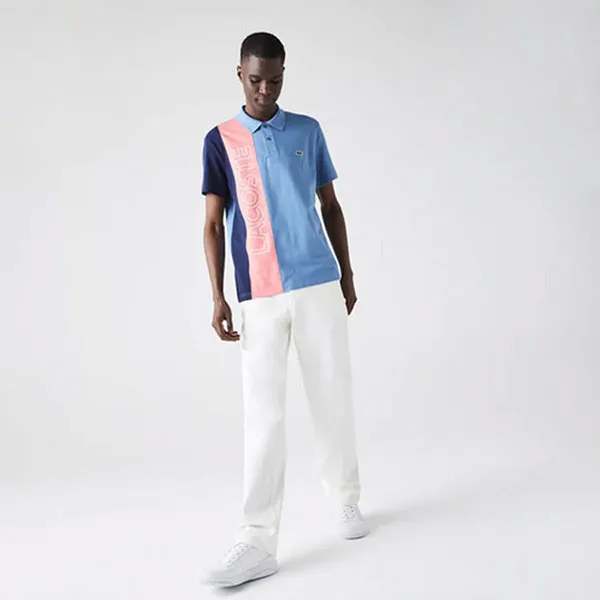 Áo Polo Lacoste Regular Fit En Maille Ultra Légère Color-Block Bleu