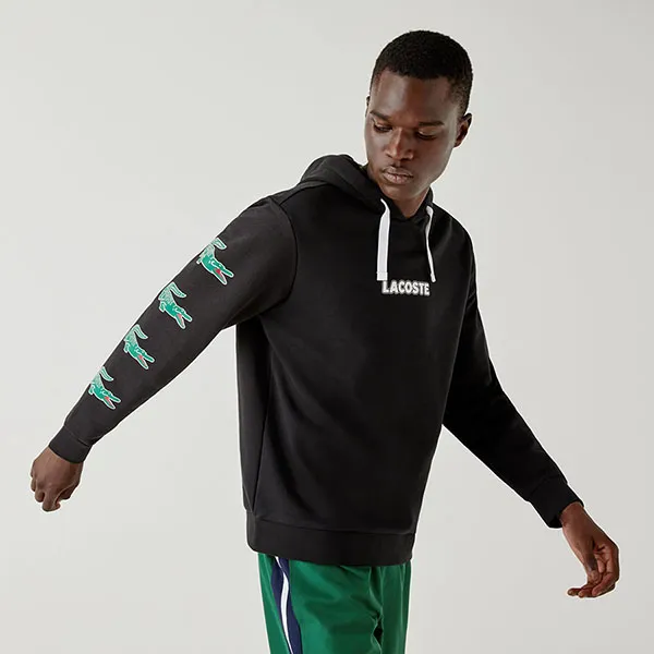 Áo Hoodie Men's Lacoste Sport Crocodile Print Cotton Hoodie Màu Đen Size L - Thời trang - Vua Hàng Hiệu