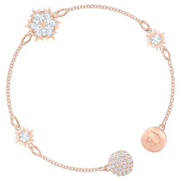 Vòng Tay Swarovski Remix Collection Snowflake Strandwhite, Rose-Gold Tone Plated Size M - Trang sức - Vua Hàng Hiệu