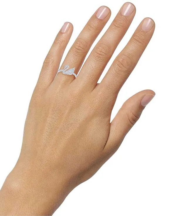Nhẫn Swarovski Silver-Tone Crystal Swan 5250743 Logo Ring Size 52 C_ĐHT - Trang sức - Vua Hàng Hiệu