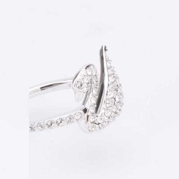 Nhẫn Swarovski Silver-Tone Crystal Swan Logo Ring Size 50 - 3