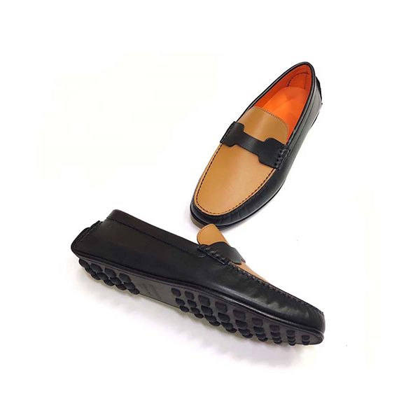 Giày Lười Hermès Kenedy Leather Moccasin Màu Đen Phối Nâu Size 39.5 - 2